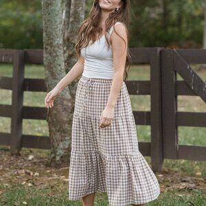 NWOT Neuflora Charleston Skirt in Gingham Size M